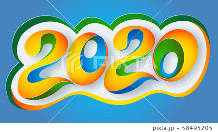 2020 New Year colour banner paper cut art 2020 New Year colour banner paper cut art 58495205
