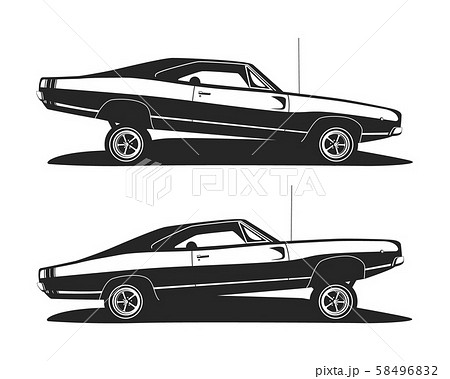 American muscle low rider car vector. Classicのイラスト素材