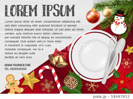 food dish with chrismas object on wood table food dish with chrismas object on wood table 58497652
