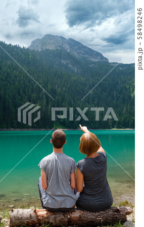 Family on Black lake, Montenegro Family on Black lake, Montenegro 58498246