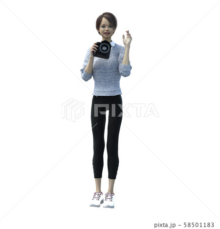 女性カメラマン perming3DCG イラスト素材 女性カメラマン perming3DCG イラスト素材 58501183