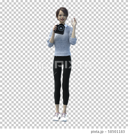 女性カメラマン perming3DCG イラスト素材 女性カメラマン perming3DCG イラスト素材 58501183