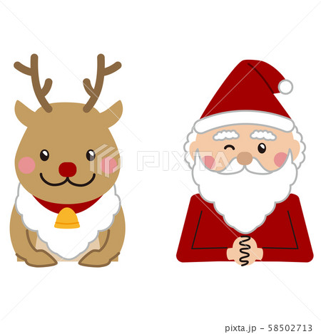 クリスマス サンタとトナカイ 上半身のイラスト素材