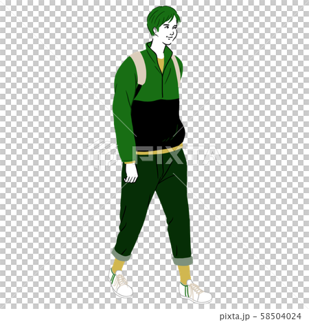 リュックを背負って歩く若い男性 リュックを背負って歩く若い男性 58504024