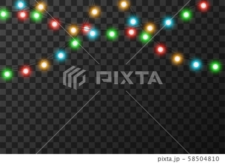 Christmas lights isolated on transparent background, vector illustration 58504810