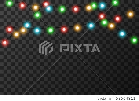 Christmas lights isolated on transparent background, vector illustration 58504811