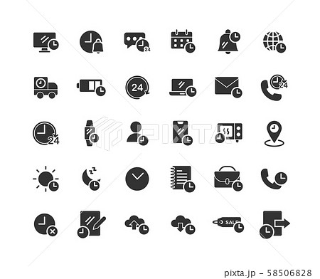 Time solid icon set. Vector and Illustration. 58506828