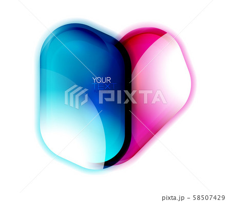 Glass web banner graphic design, bright transparent glossy element for message, digital bubble icon 58507429