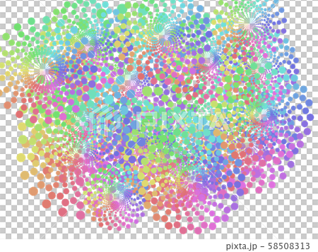 Multicolored abstract of ovals, circles, and rounded squares in white background 58508313