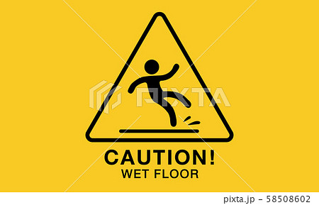 wet floor icon,yellow caution sign 58508602
