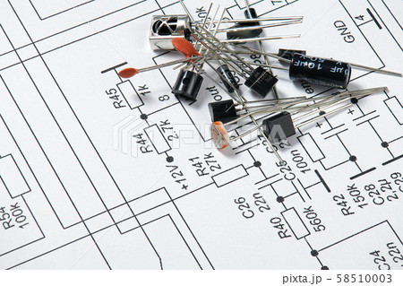 closeup of electronic component, unit, part, radio closeup of electronic component, unit, part, radio 58510003
