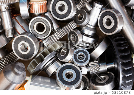 Different details of electric, power tools close-up. 58510878