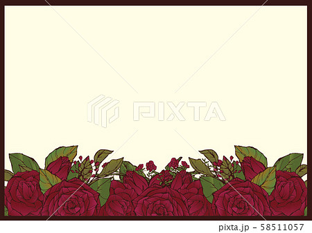 アンティークなバラの背景素材 手書き素材 赤のイラスト素材