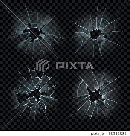 Realistic cracked glass. Broken mirror with...のイラスト素材 [58511321] - PIXTA