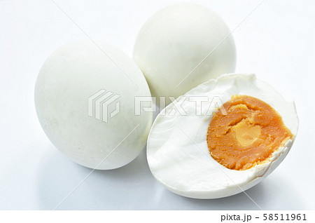 boiled salty egg half cut isolated on white background 58511961