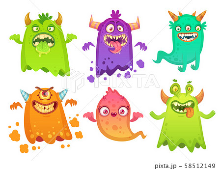 Cartoon monster ghost. Angry scary monsters... - Stock Illustration  [58512149] - PIXTA