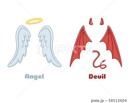 Angels and demons wings. Cartoon evil demon... - Stock Illustration  [58513004] - PIXTA