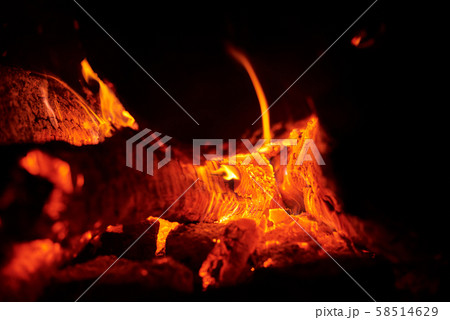 Close up of bonfire with a sparks at night 58514629