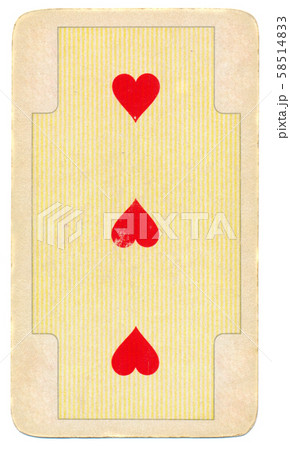 ancient playing card with three red hearts ancient playing card with three red hearts 58514833