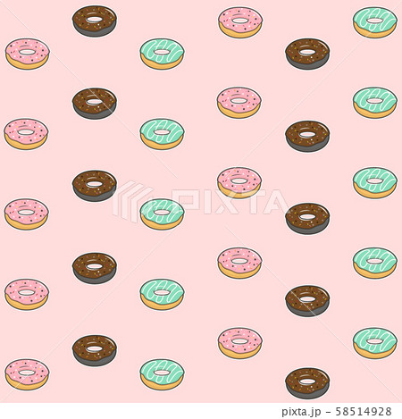 vector seamless pattern with colorful donuts with glaze and sprinkles on pastel pink color background for decorate coffee shop or bakery shop. 58514928