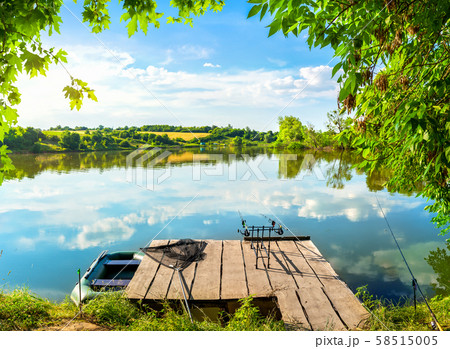 Wooden pier and river Wooden pier and river 58515005