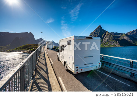 VR Caravan car travels on the highway. 58515021