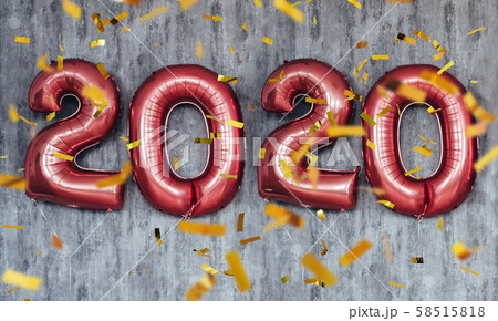 Christmas New Year 2020 numbers balloons. Celebration, holiday. 58515818