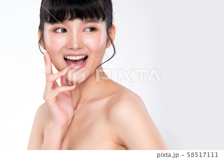 Beautiful Young Asian Woman with Clean Fresh Skin, Beautiful Young Asian Woman with Clean Fresh Skin, 58517111
