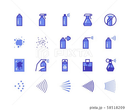 Spray line icons. Cleaning and painting spray symbols for labels and logos, spray cans deodorant and 58518209
