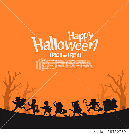 Children in Halloween fancy dress to go Trick or Treating. 58520729