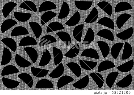 Black random semicircles on gray canvas background. Abstract monochrome geometric pattern in retro style for fabric textile decor. Black random semicircles on gray canvas background. Abstract monochrome geometric pattern in retro style for fabric textile decor. 58521209