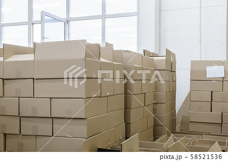 cardboard boxes in the packaging workshop 58521536