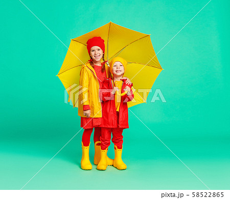 young happy emotional cheerful children friends 58522865