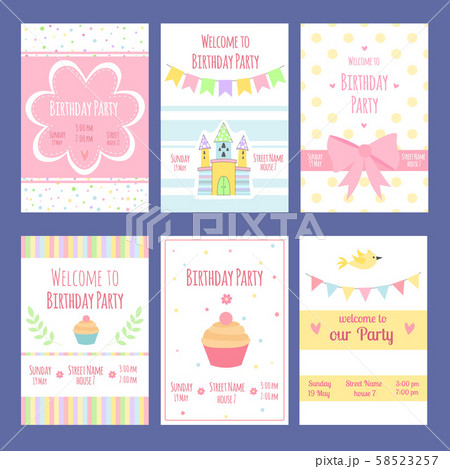 Birthday invitation cards. Vector template with place for your text Birthday invitation cards. Vector template with place for your text 58523257