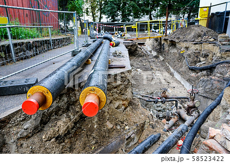 underground heating system pipes replacement onの写真素材 [58523422] - PIXTA