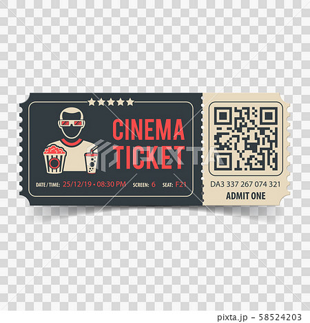 Cinema Ticket with QR Code Cinema Ticket with QR Code 58524203