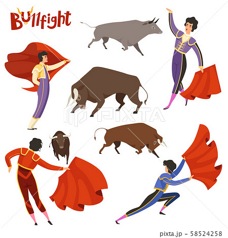 Bullfighting Characters Vector Illustration Of のイラスト素材