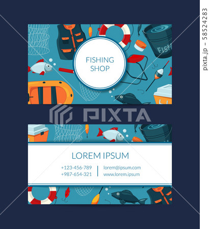 Vector card template for fishing equipment shop 58524283
