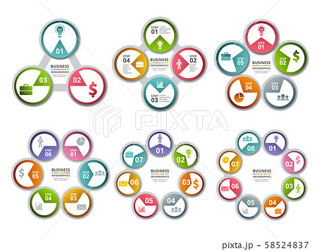 Infographic radial shapes. Circled charts and processes visualization 58524837