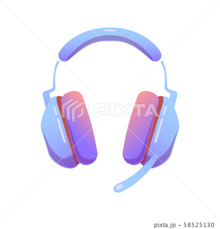Computer gaming headset with microphone on isolated background, bright flat icon in lilac and red 58525130