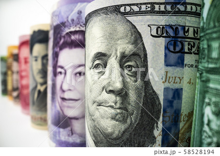 International money exchange. Foreign currency. 58528194