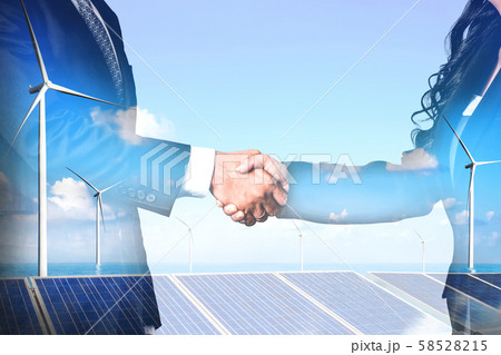 Wind turbine double exposure graphic interface. 58528215