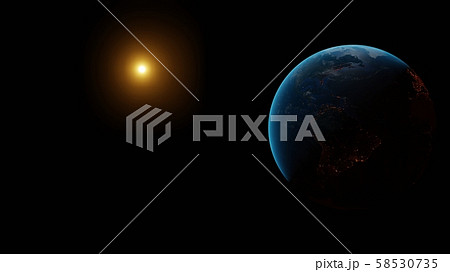 太陽に照らされる神秘的な地球 58530735