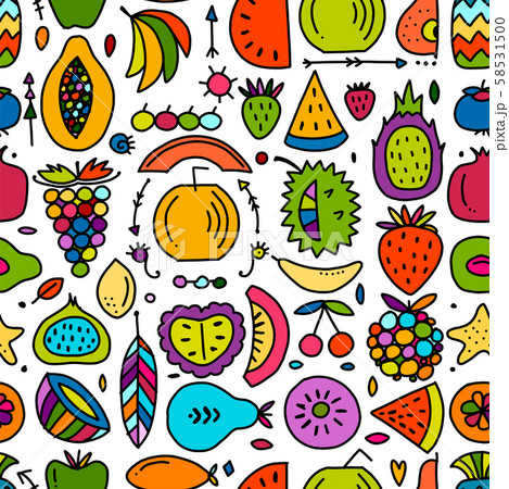 Fruits collection, creative seamless background for your design 58531500