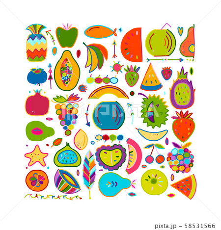 Fruits collection, creative background for your design Fruits collection, creative background for your design 58531566