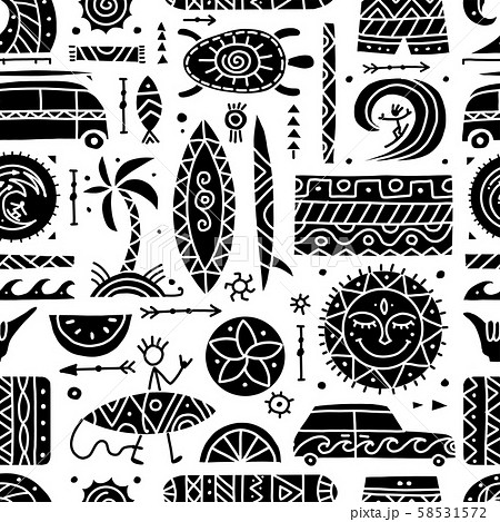 Surfing seamless pattern. Tribal elements for your design 58531572