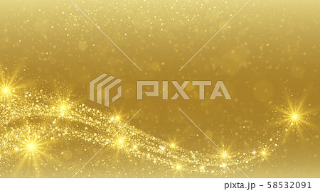 Sparkling magic lights, shiny glittering effect. Festive gold background 58532091