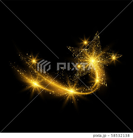 Shiny sparkling golden stars. Magical background decorative element. 58532138