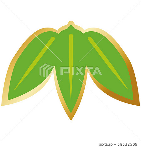 年賀状素材　竹　笹　金フチ　 58532509