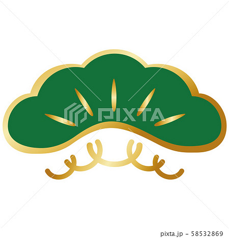 年賀状素材　松　金ふち 58532869